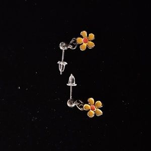 Yellow and Orange Enamel Dangle Earrings 🍀33
